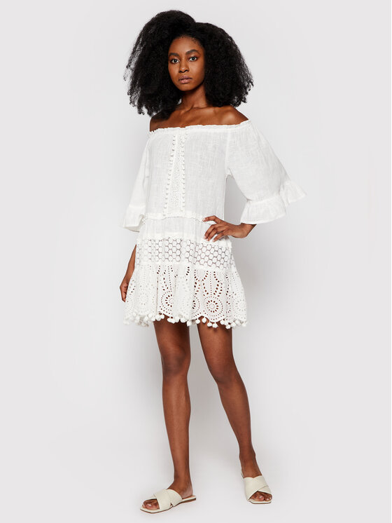 Banana Moon Banana Moon Плажна рокля Dalya Spelly Бял Regular Fit