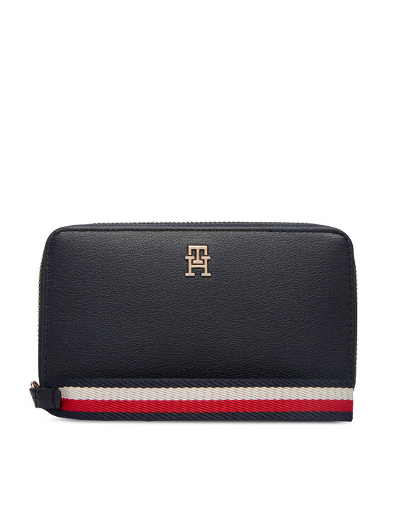 Tommy Hilfiger Portofel Th Logotape Compact Zip Around AW0AW18699 Bleumarin