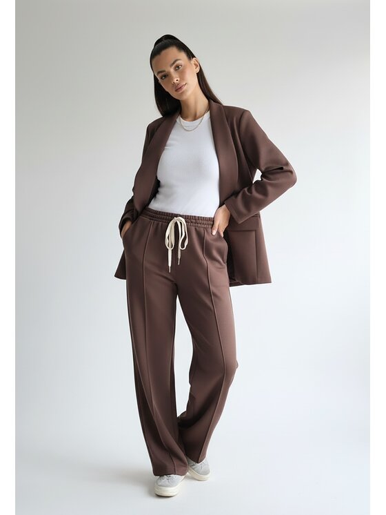 FIGL FIGL Komplet marynarka i spodnie materiałowe M1254 Brązowy Regular Fit