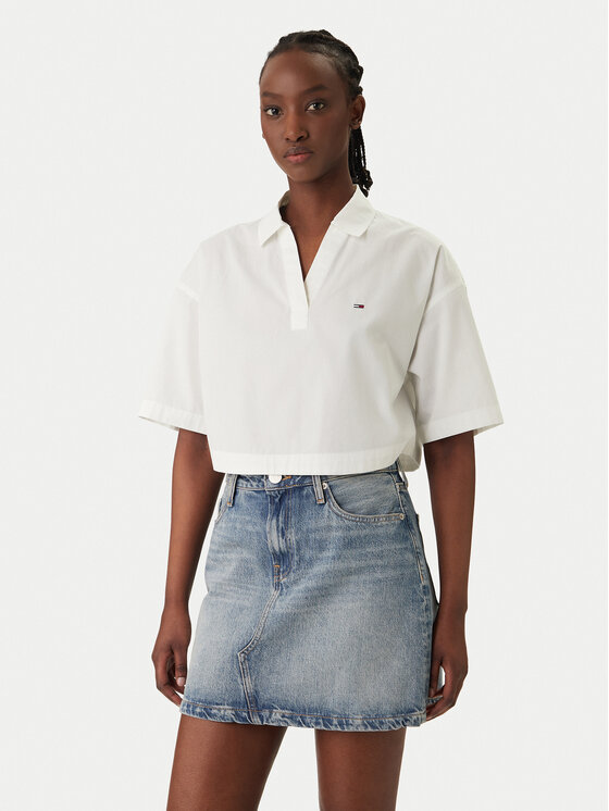 Tommy Jeans Tricou polo DW0DW22596 Alb Relaxed Fit