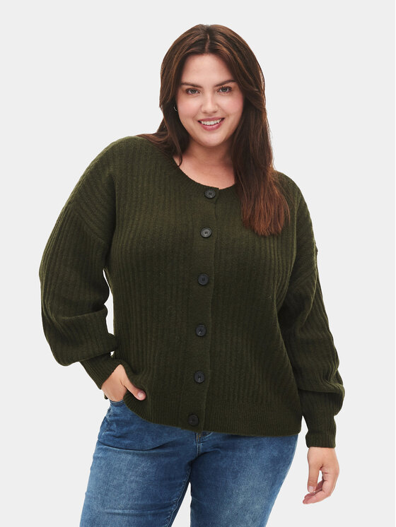 Zizzi Cardigan CA61087H Vert Regular Fit | Modivo.fr