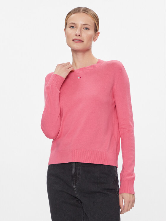 Tommy Jeans Maglione Tjw Essential Crew Neck Sweater DW0DW17254 Rosa Regular Fit, taglia : M