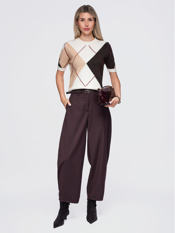 Ombre Ombre Sweter OW-SW-E0037 Beżowy Regular Fit