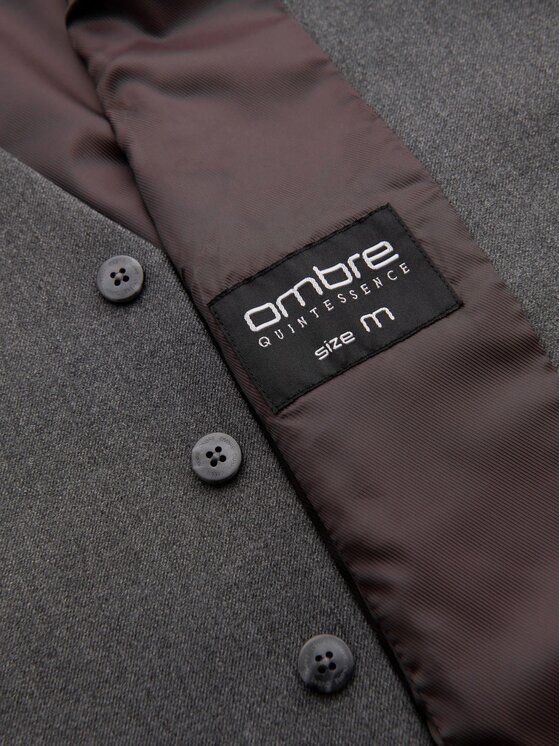 Ombre Ombre Kamizelka garniturowa OM-BLZV-0142 Szary Slim Fit