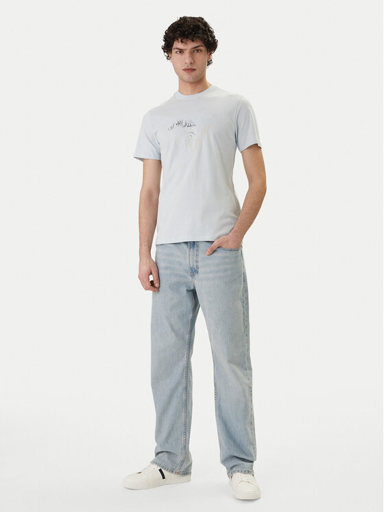 Guess Guess Marškinėliai M6GI11 K2992 Žydra Slim Fit