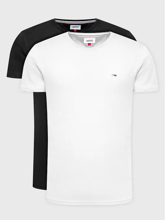 Tommy Jeans 2er-Set T-Shirts DM0DM15381 Schwarz Slim Fit