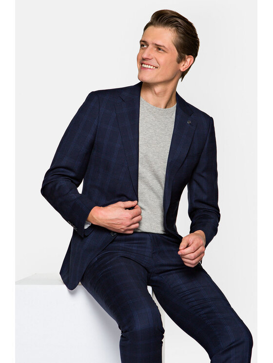 Lancerto Lancerto Garnitur Singapore Granatowy Regular Fit