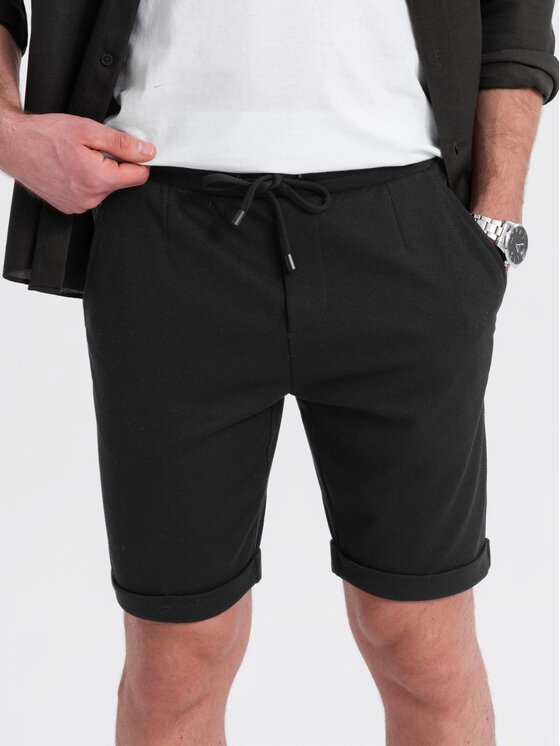 Ombre Ombre Szorty materiałowe OM-SRCS-0170 Czarny Regular Fit