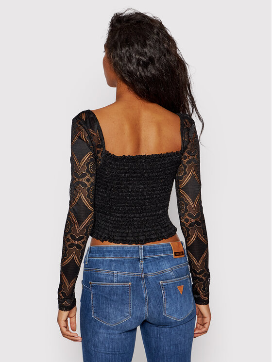 Guess Guess Блузка W2GP14 KB3M0 Чорний Slim Fit