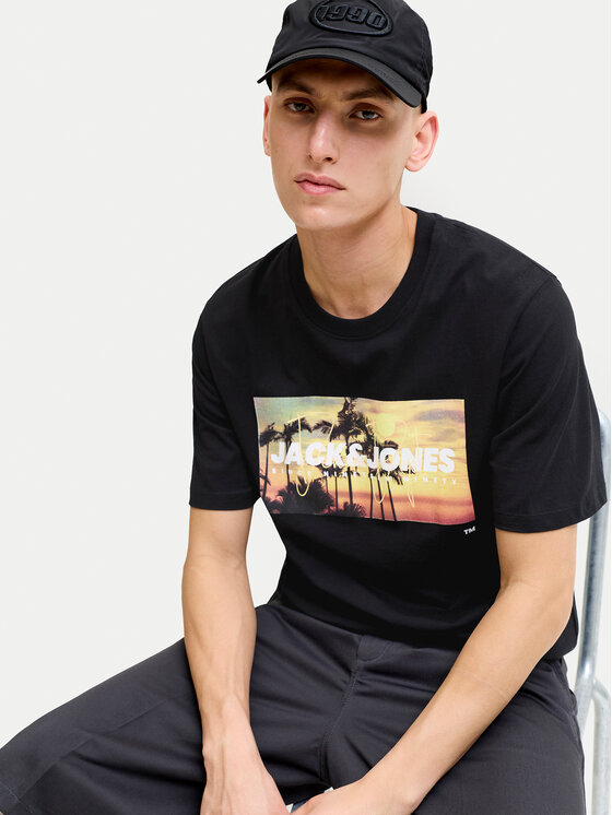 Jack & Jones Jack & Jones Marškinėliai Indiana Tee 12288112 Juoda Regular Fit