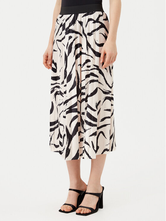 Vila Plisovaná sukňa Nitban Print 14068477 Béžová Regular Fit