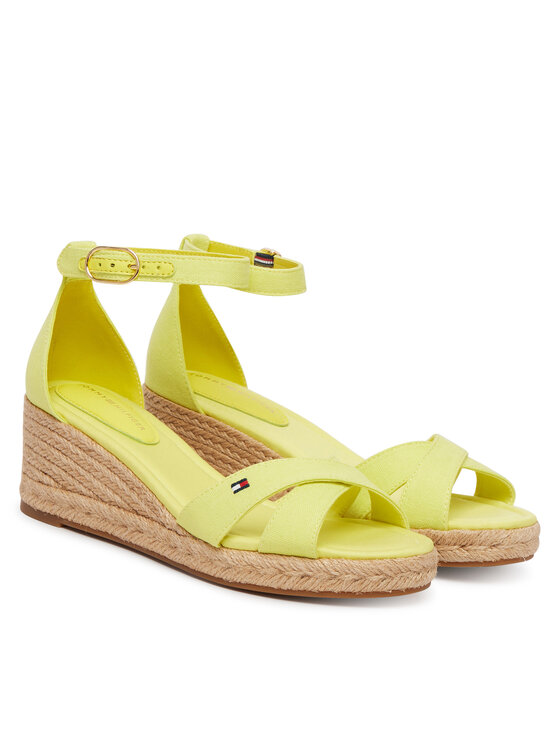 Tommy Hilfiger Tommy Hilfiger Espadrilles Hemp Crossover Strap Wedge Espadrilles FW0FW09332 Zaļš
