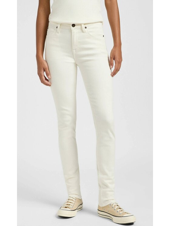 Lee Lee Jeansy Scarlett High Biały Skinny Fit