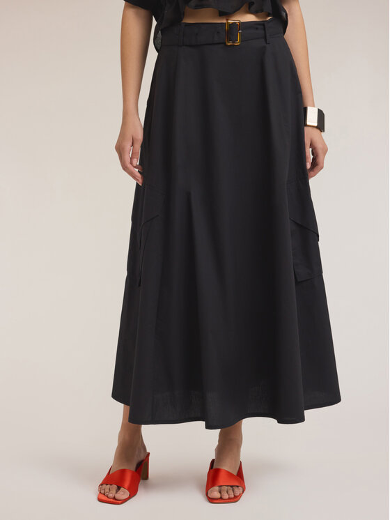 Motivi Motivi Spódnica midi 1202Q001047N033 Czarny Flared Fit