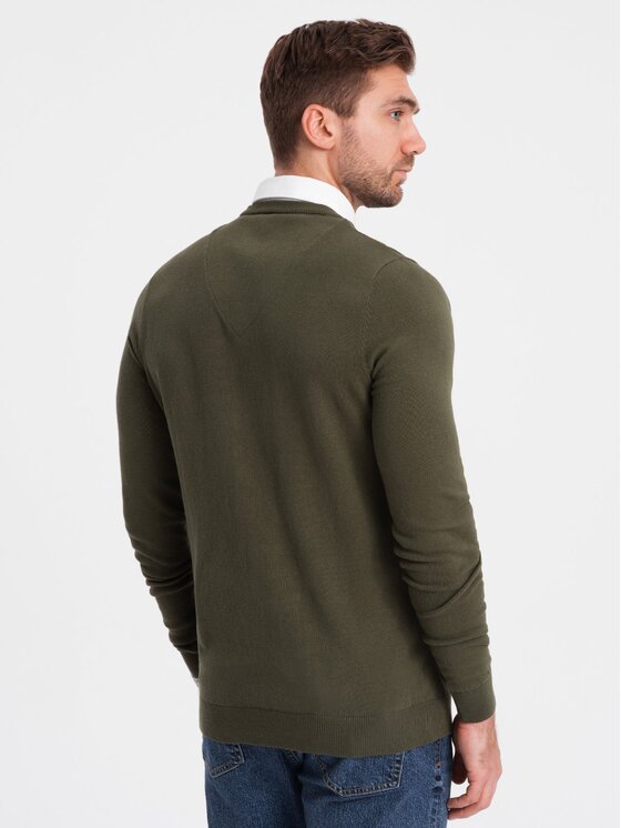 Ombre Ombre Svetr OM-SWSW-0102 Khaki Regular Fit