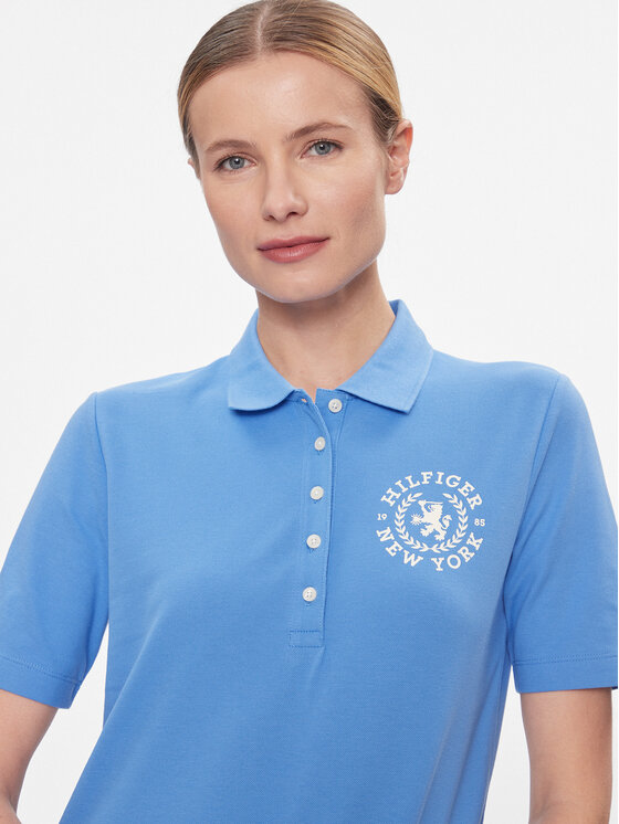 Tommy Hilfiger Tommy Hilfiger Polo Reg Crest Emb Polo Ss WW0WW41061 Niebieski Regular Fit