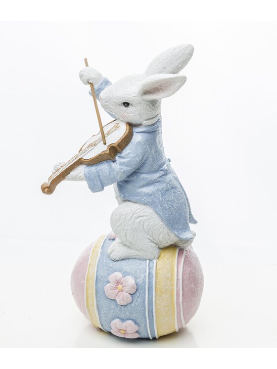 MIAhome MIAhome Figurka królik MUZYK 31,5x10x10 cm SKRZYPEK Kolorowy