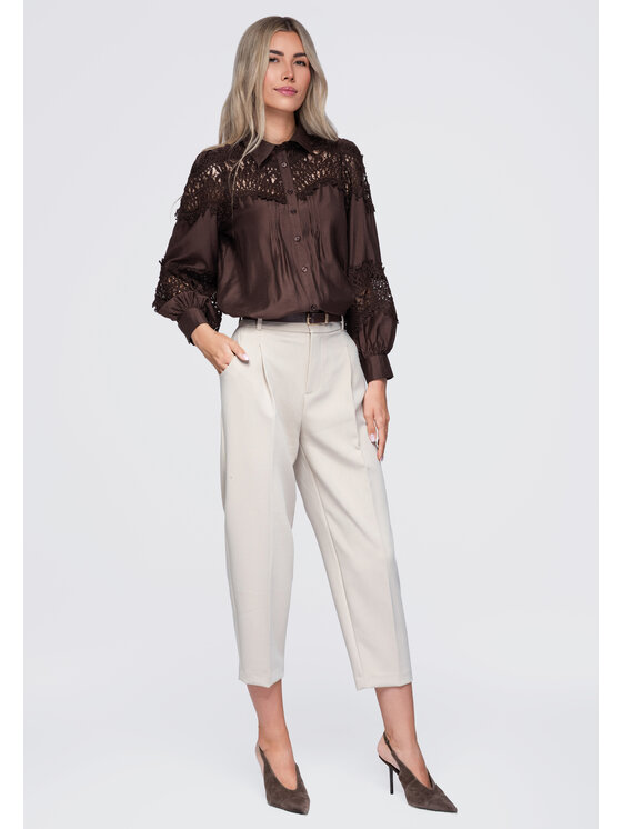 Ombre Ombre Koszula OW-SH-E0075 Brązowy Relaxed Fit