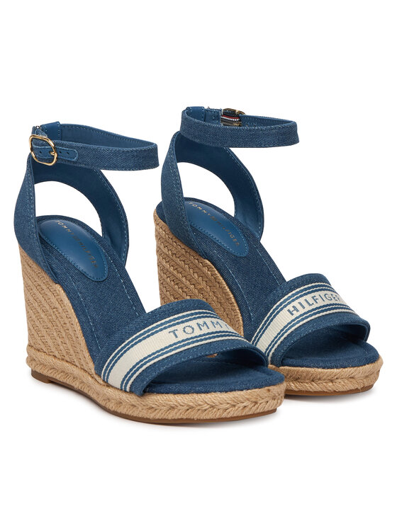 Tommy Hilfiger Tommy Hilfiger Espadrilky High Wedge Espad Webbing FW0FW09342 Modrá