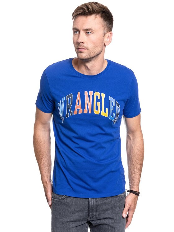 Wrangler Wrangler T-Shirt SS RAINBOW TEE Niebieski Regular Fit