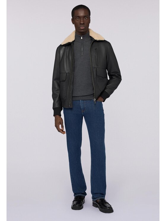 Trussardi Trussardi Kurtka skórzana R306M000009N033 Czarny Regular Fit