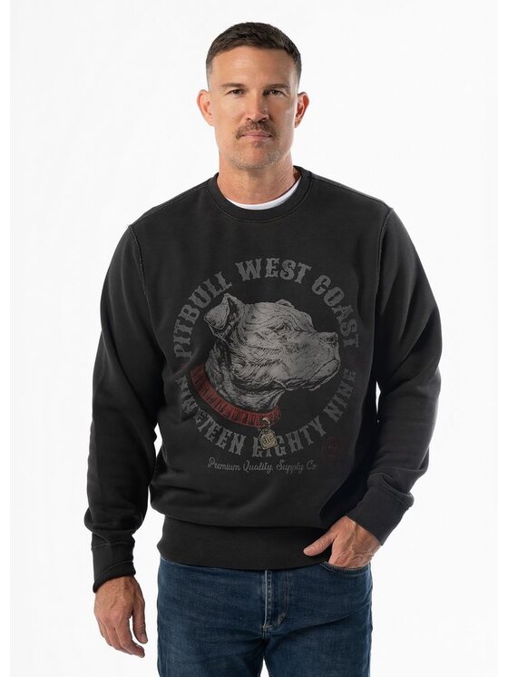 PITBULL PITBULL Bluza Washed STRENGHT & RESPECT Szary Regular Fit