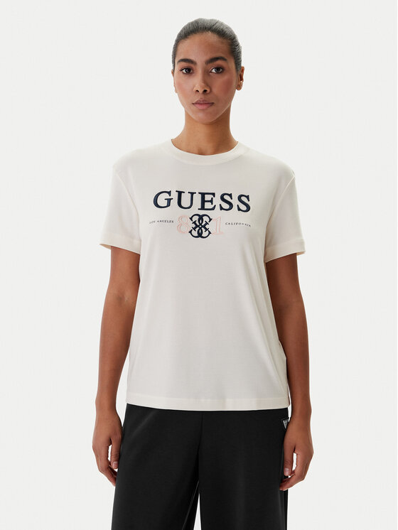 Guess Guess Tričko V6RI13 KD772 Écru Regular Fit