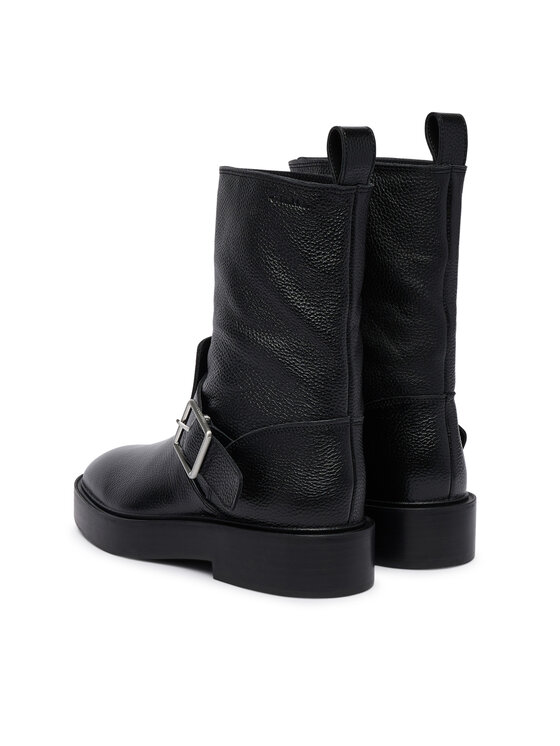 Calvin Klein Calvin Klein Īsie zābaki Conc Welt Mid Biker Boot Lth HW0HW03212 Melns