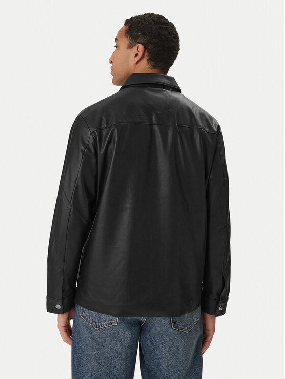 Calvin Klein Jeans Calvin Klein Jeans Ādas imitācijas jaka LV04RE404G Melns Regular Fit