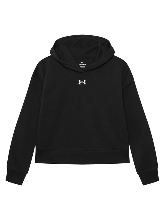 Under Armour Bluza Ua Rival Fleece Crop Hoodie 1379517 Czarny Loose Fit
