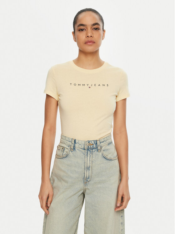 Tommy Jeans Tommy Jeans Tričko Linear DW0DW18398 Žltá Slim Fit