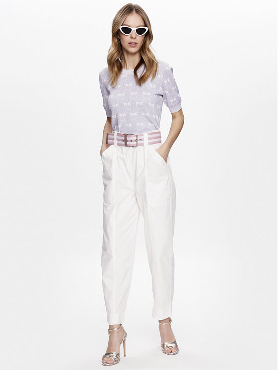 PINKO Pinko Spodnie materiałowe Rigore 100685 A0I4 Biały Relaxed Fit