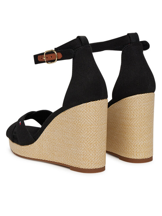 Tommy Hilfiger Tommy Hilfiger Sandale Flag High Wedge Espad Crisscross FW0FW08661 Crna