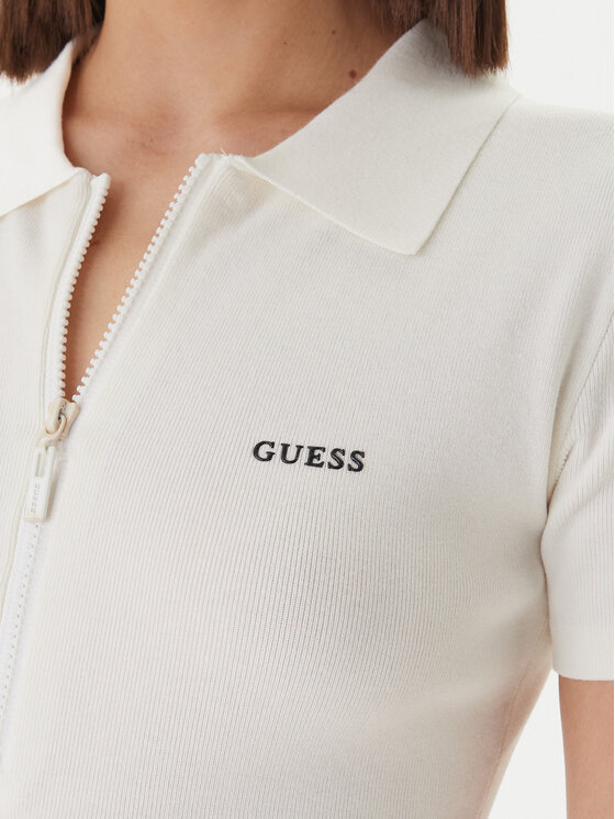 Guess Guess Kootud kleit V6RK08 Z4642 Valge Slim Fit