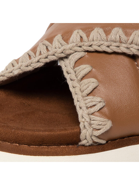 Mou Mou Sandali New Bio # 03 Criss-Cross Upper SW461004C Rjava