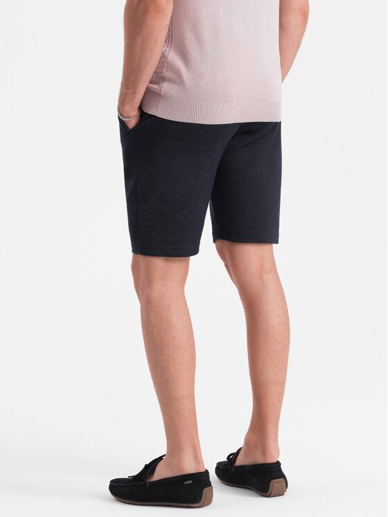 Ombre Ombre Szorty materiałowe OM-SRCS-0128 Granatowy Slim Fit