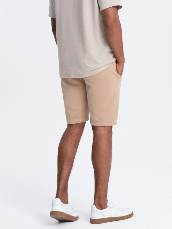 Ombre Ombre Šortky z materiálu OM-SRBS-0149 Béžová Regular Fit