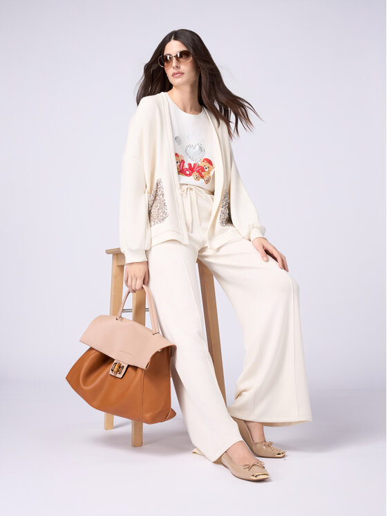 Oltre Oltre Pantaloni di tessuto P821J002335N021 Bianco Baggy Fit