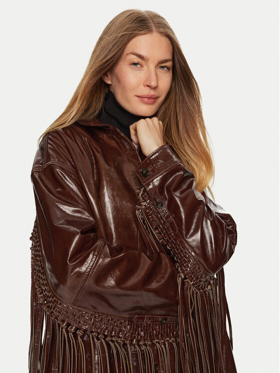 Herskind Herskind Płaszcz skórzany Ellen 5302125 Brązowy Relaxed Fit