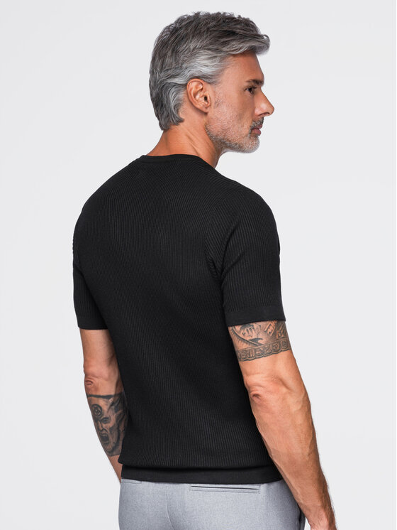 Ombre Ombre T-Shirt OM-TSCT-0304 Czarny Slim Fit