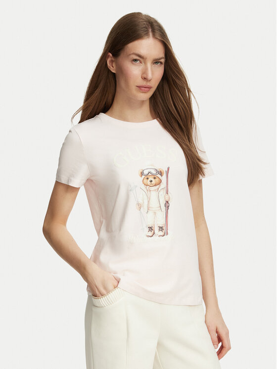 Guess Guess Marškinėliai V6BI19 K6749 Šviesiai rožinė Regular Fit