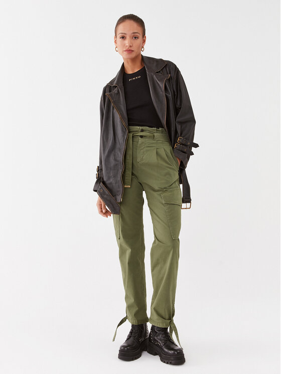 PINKO Pinko Auduma bikses 101786 A15L Zaļš Regular Fit