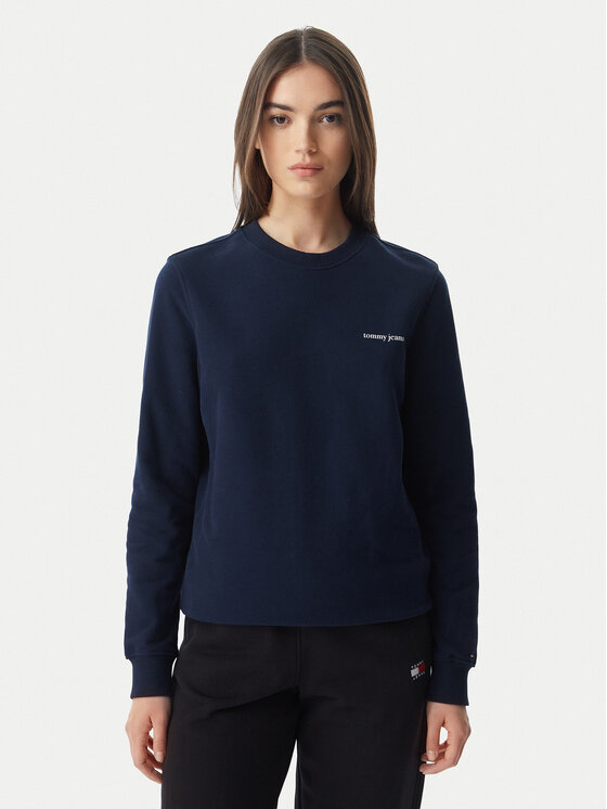 Tommy Jeans Pulóver Ess Logo DW0DW22829 Sötétkék Regular Fit