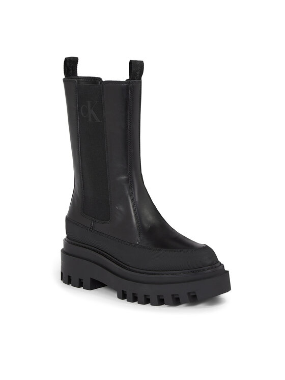 Calvin Klein Jeans Calvin Klein Jeans Gležnjarji Chelsea Flatform Chelsea Boot Lth Wn YW0YW01111 Črna