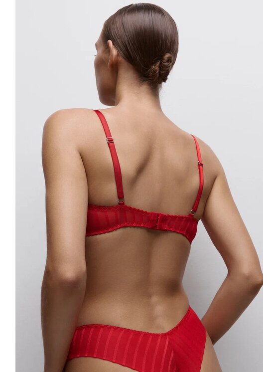 Merci Lingerie Merci Lingerie Biustonosz balkonetka EB3PSR02 Czerwony
