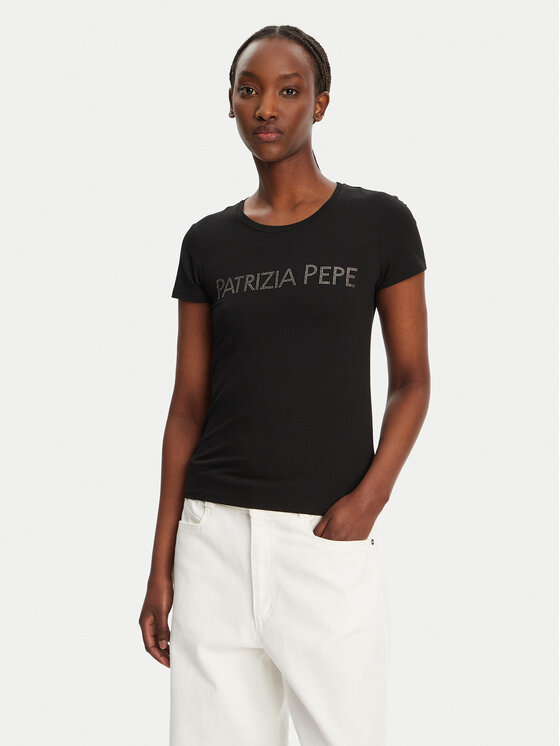 Patrizia Pepe Damski T-Shirt, rozmiar I, Czarny, CM1419/J013-K103