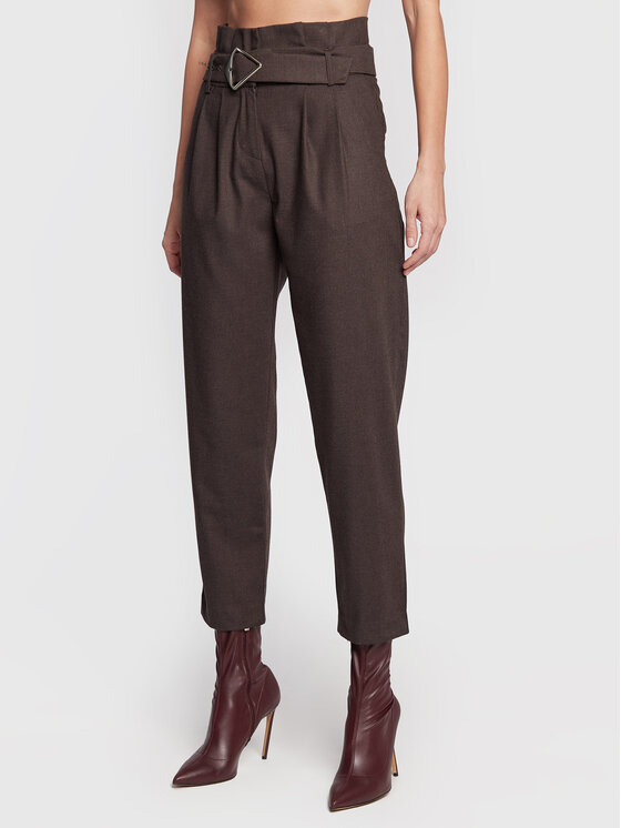 Morgan Hlače iz tkanine 222-PROBI.F Rjava Relaxed Fit