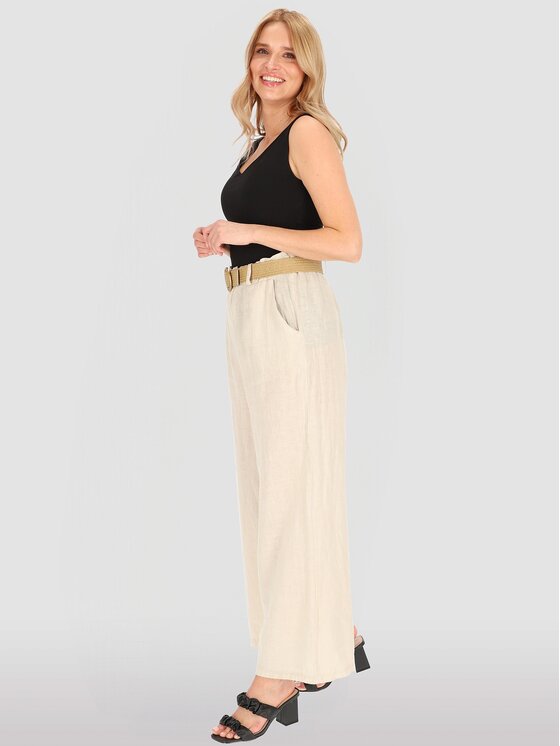 Perso Perso Spodnie damskie PTE255056F Beżowy Regular Fit