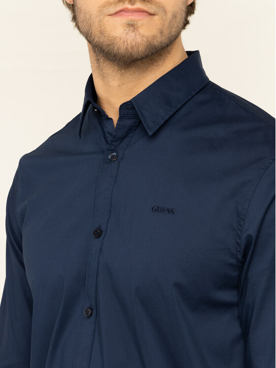 Guess Guess Риза M01H25 W7ZK0 Тъмносин Regular Fit