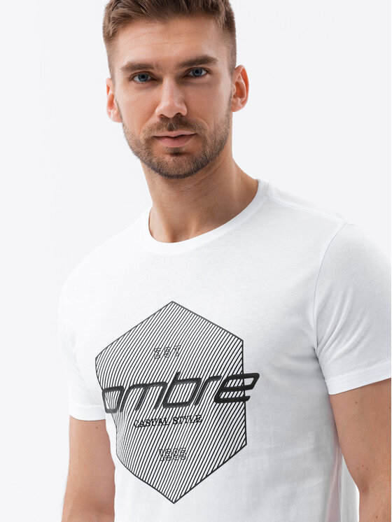 Ombre Ombre T-Shirt S1753 Bílá Regular Fit